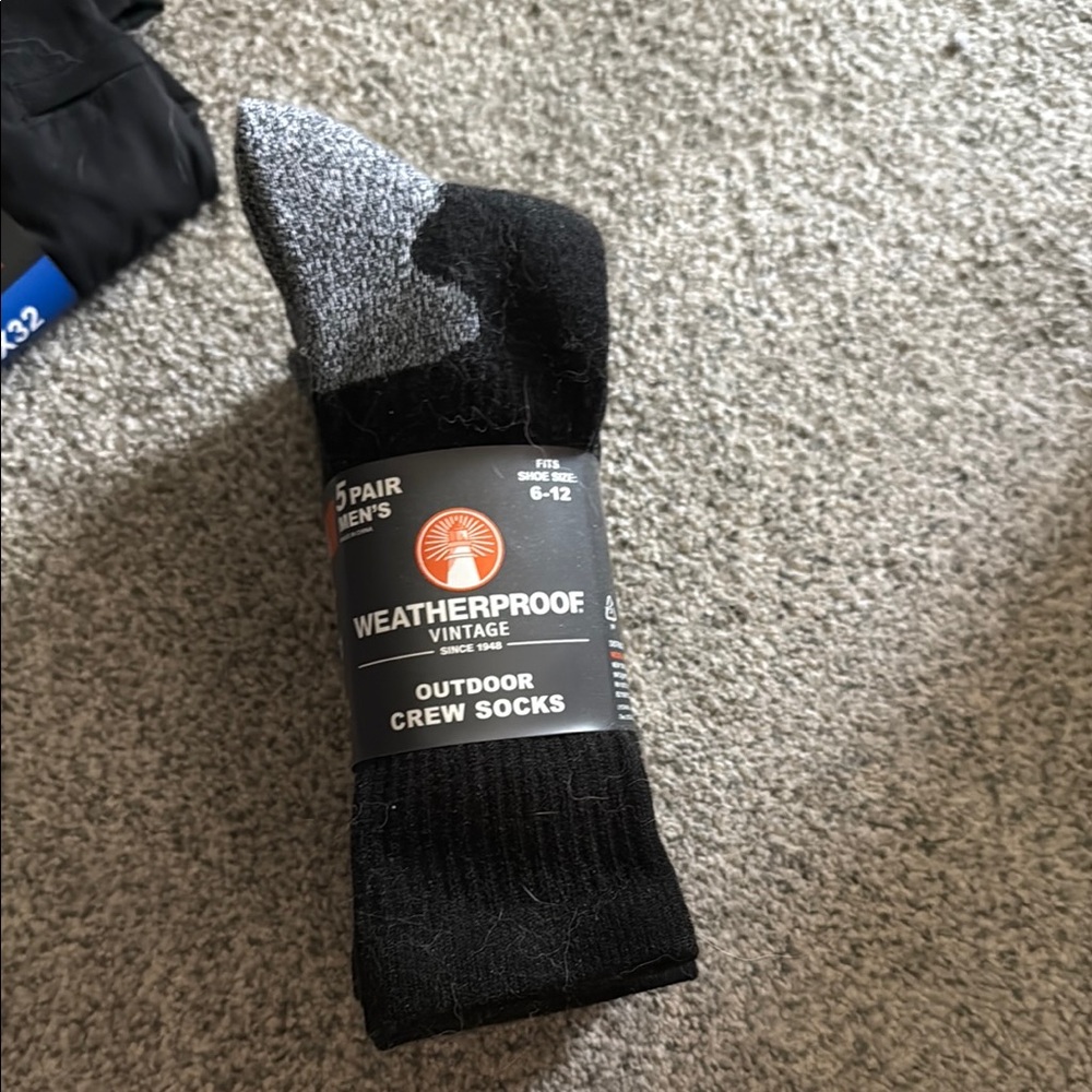 Weatherproof Men's Black and Gray Crew Socks